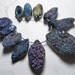 11 pcs gorgeous - beautifull super sparkle - very rare - TITANIUM DRUZY - marquise - shape briolett - huge size 10x19 - 20x37 mm approx