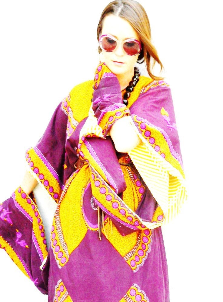 earth momma African print 70s angel wing dress