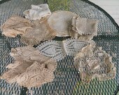 lot antique ecru crochet doilies and table linens