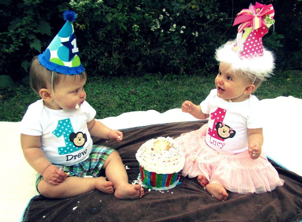 Mod Monkey Birthday Twin Set Short Sleeve Onesie