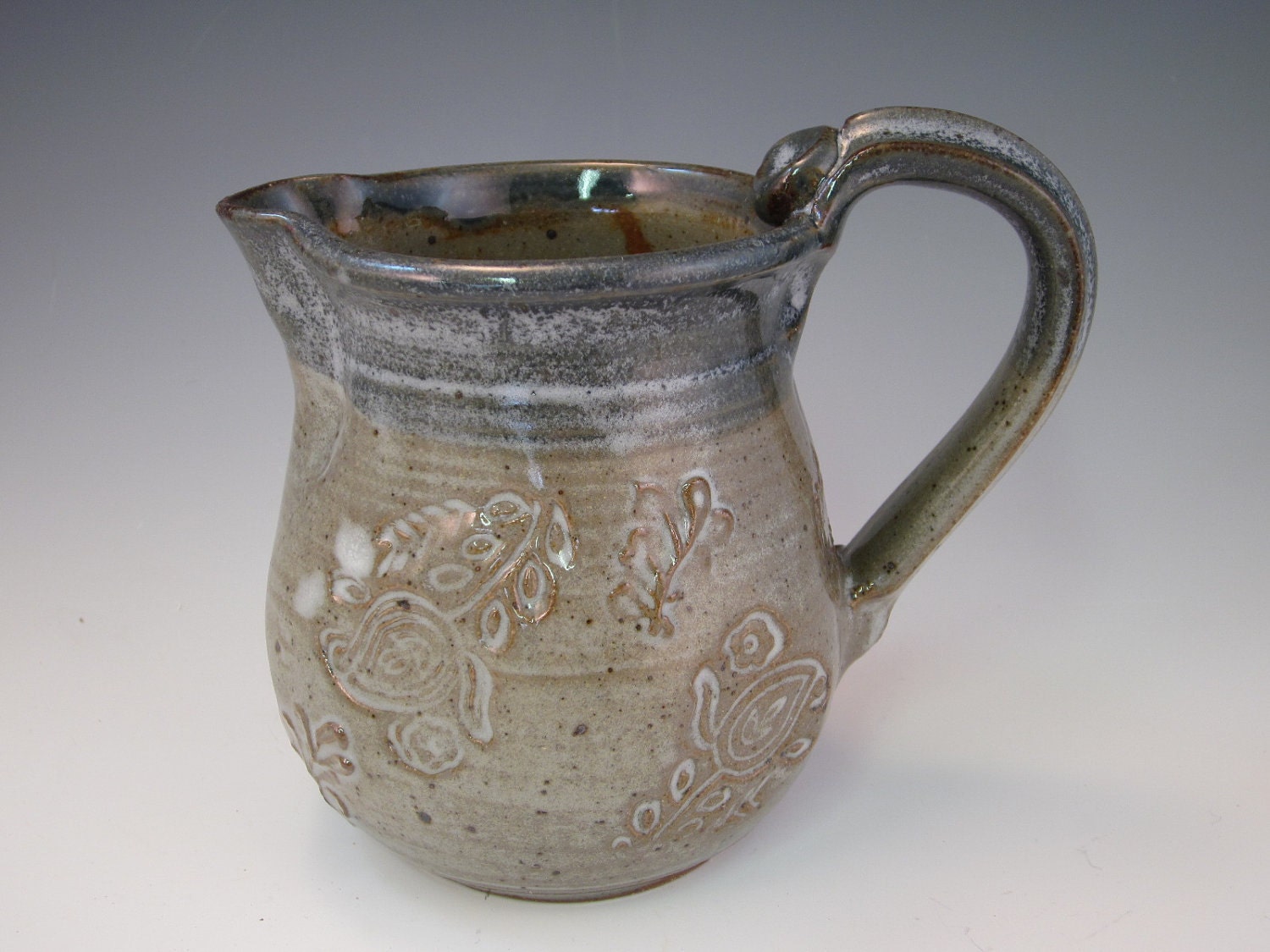Gray Stoneware Creamer with Imprint