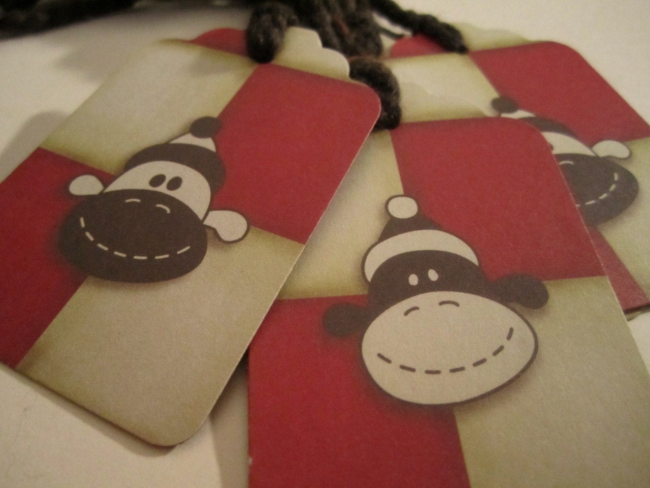 Sock Monkey Collection- 5 Large Party Gift Tags