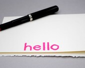 Magenta Hello Notecard, Hot Pink Typography Greeting Card