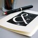 Ampersand Notecard - Black Silhouette Blank Card - Block Print 5 x 7 inches