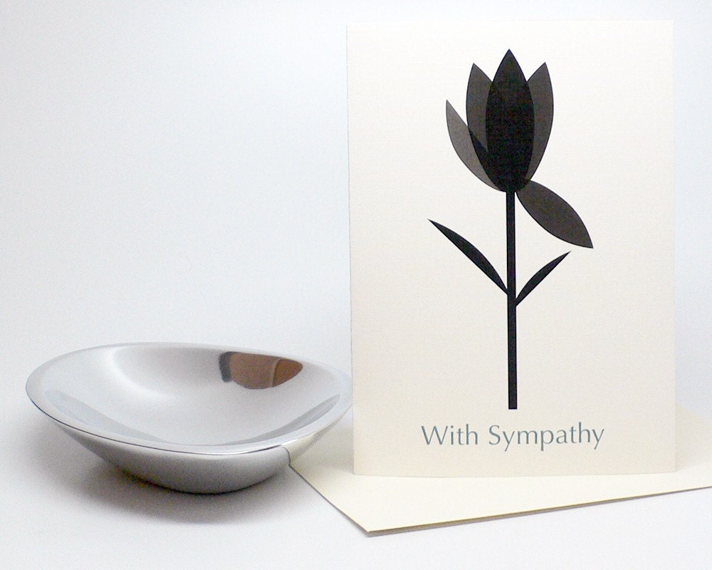 Mourning Tulip Minimalist Sympathy Card - Black Tulip on 100% Recycled Paper - manvsgeorge