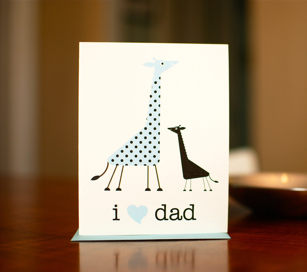 I Heart Dad - Baby & Papa Giraffes New Baby or Father's Day Card on 100% Recycled Paper