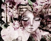 Flower Digital Art Mixed Media Collage Print 8x8