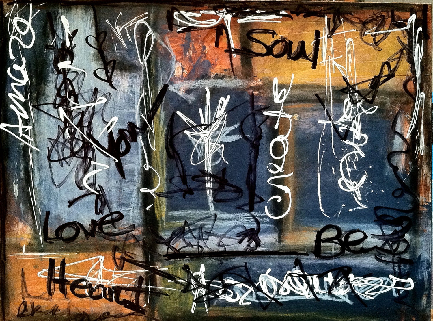 Abstract Original Painting Mixed Media Clayboard 9x12 'Amazing Soul'