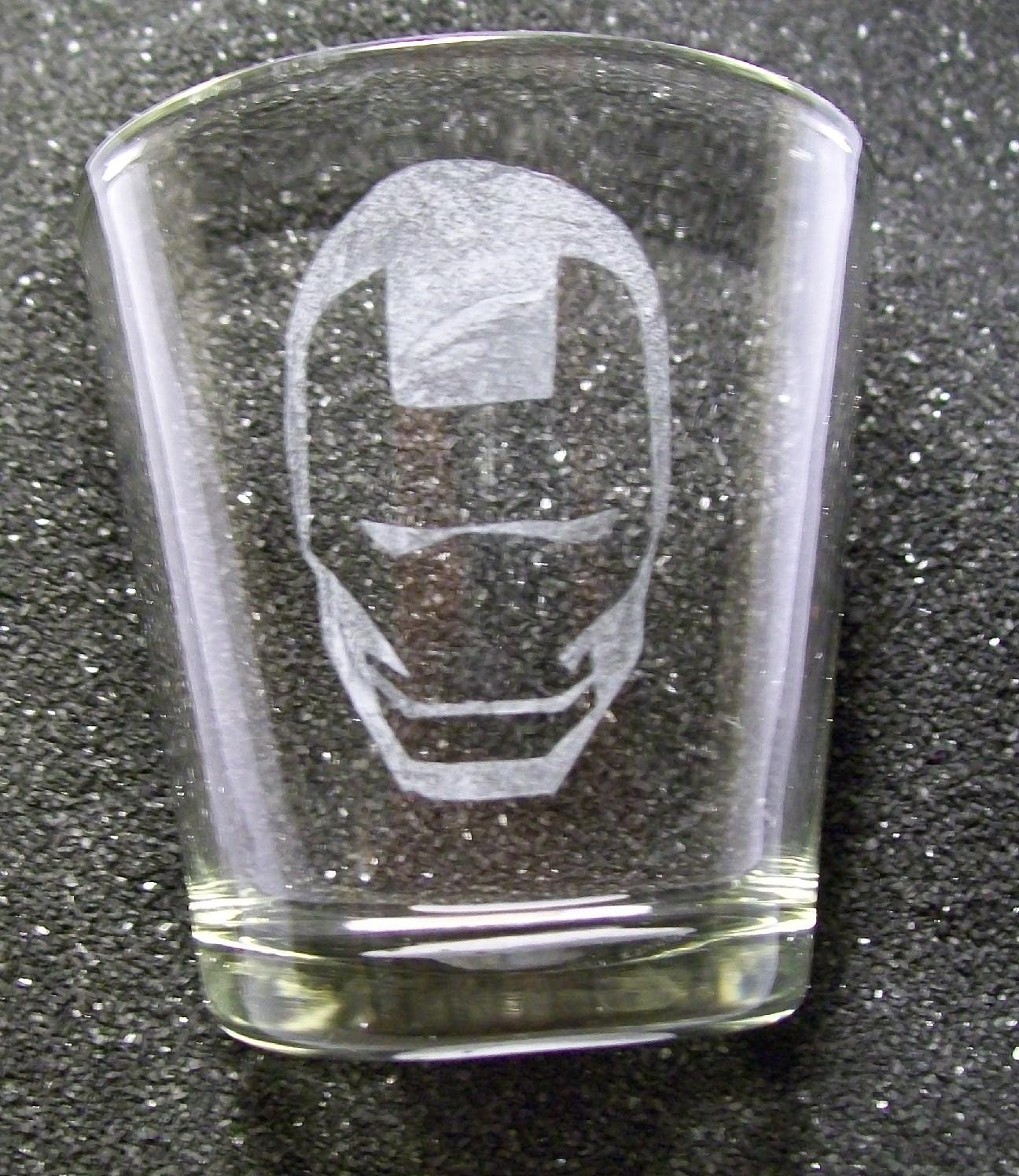 Iron Man etched shot glass