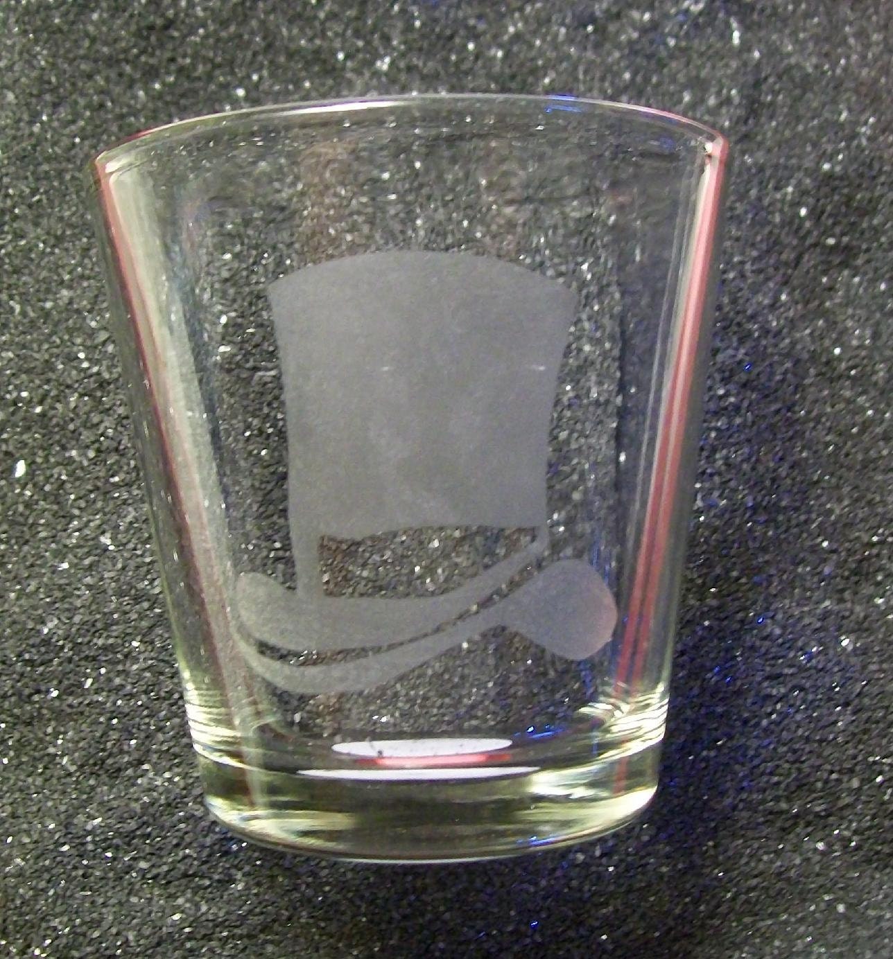 Top Hat etched XL shot glass