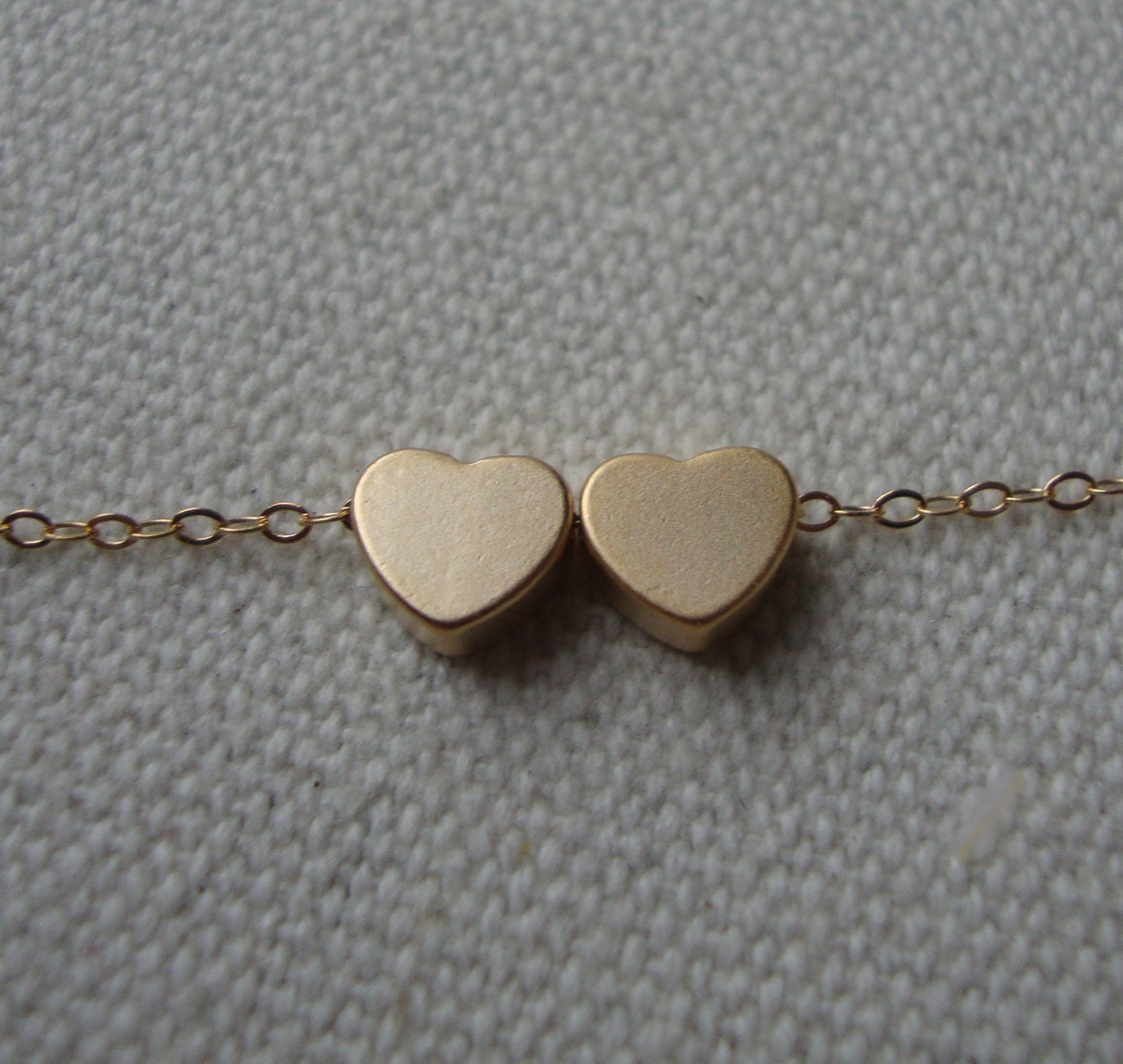 Two Hearts Necklace- gold filled chain, simple and sweet everyday jewelry, Mother and Child necklace, family, friendship