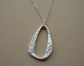 Silver Teardrop Necklace- 925 Sterling Silver Chain and Clasp Minimalist Mod Silver Jewelry