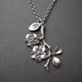 Sweet Cherry Branch Personalized Necklace, Monogram, Stamped Initial,bridal, bridesmaids gifts, ultra feminine, stamped leaf