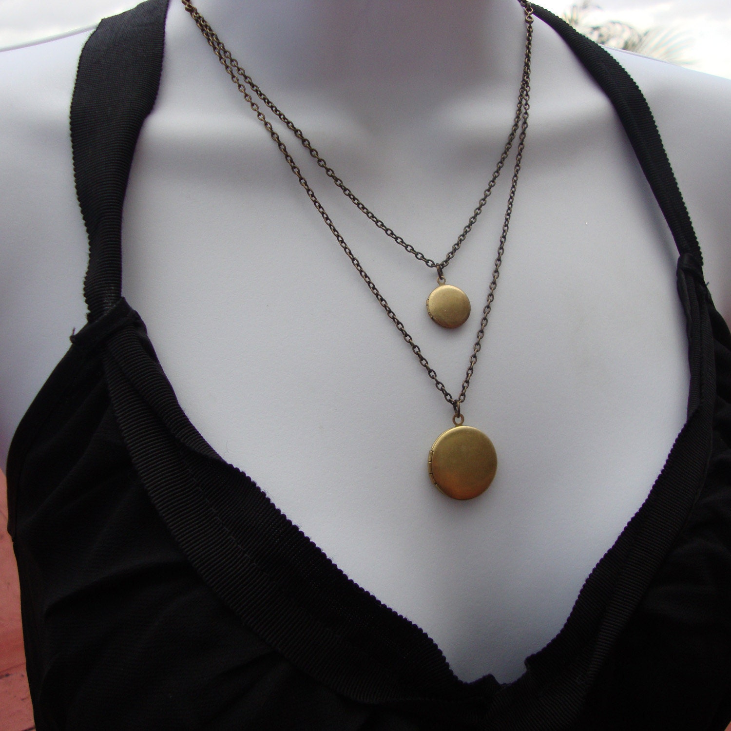 Double Strand Vintage Lockets Necklace