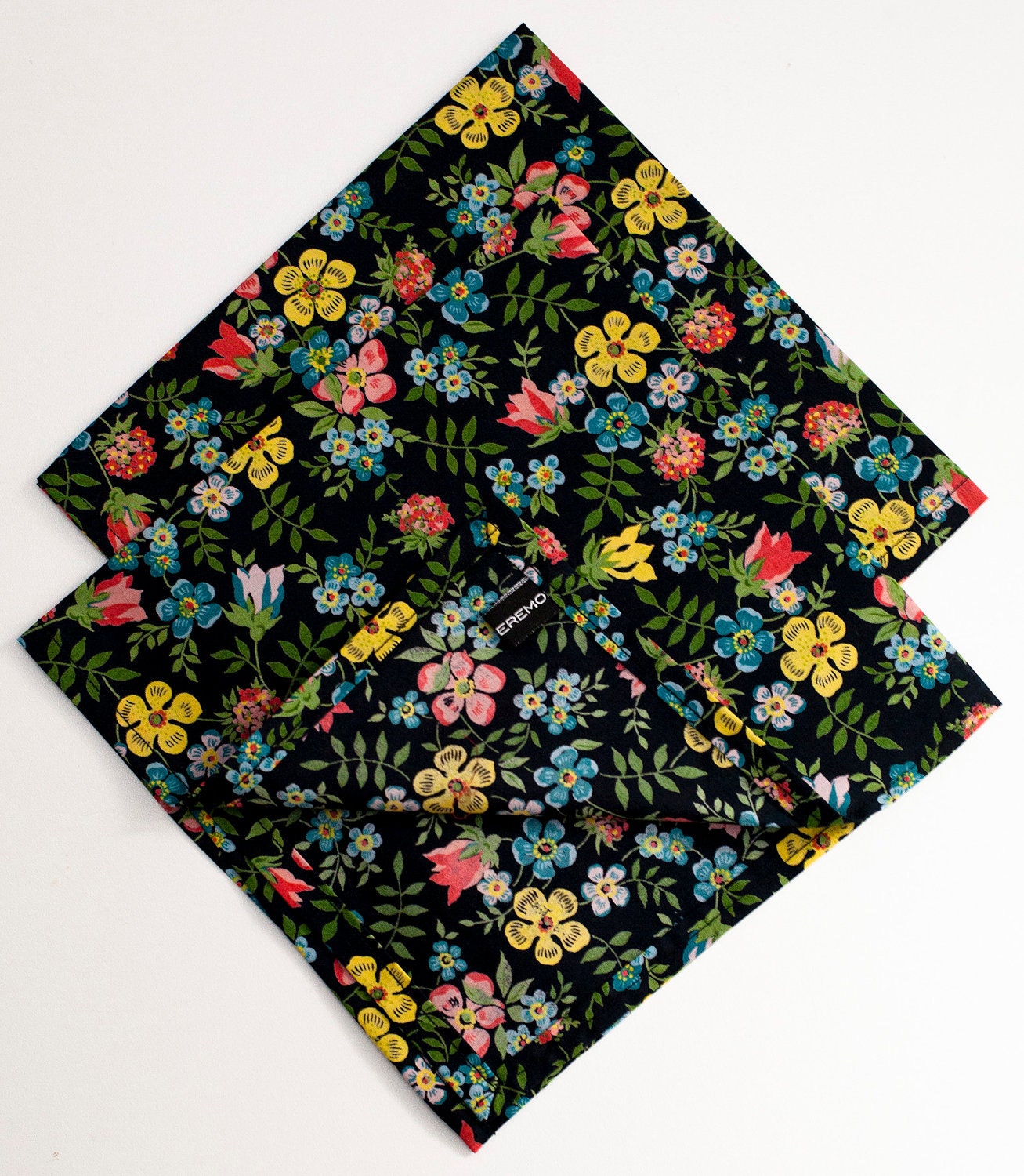 Liberty print pocket squares/handercheifs Edenham -navy