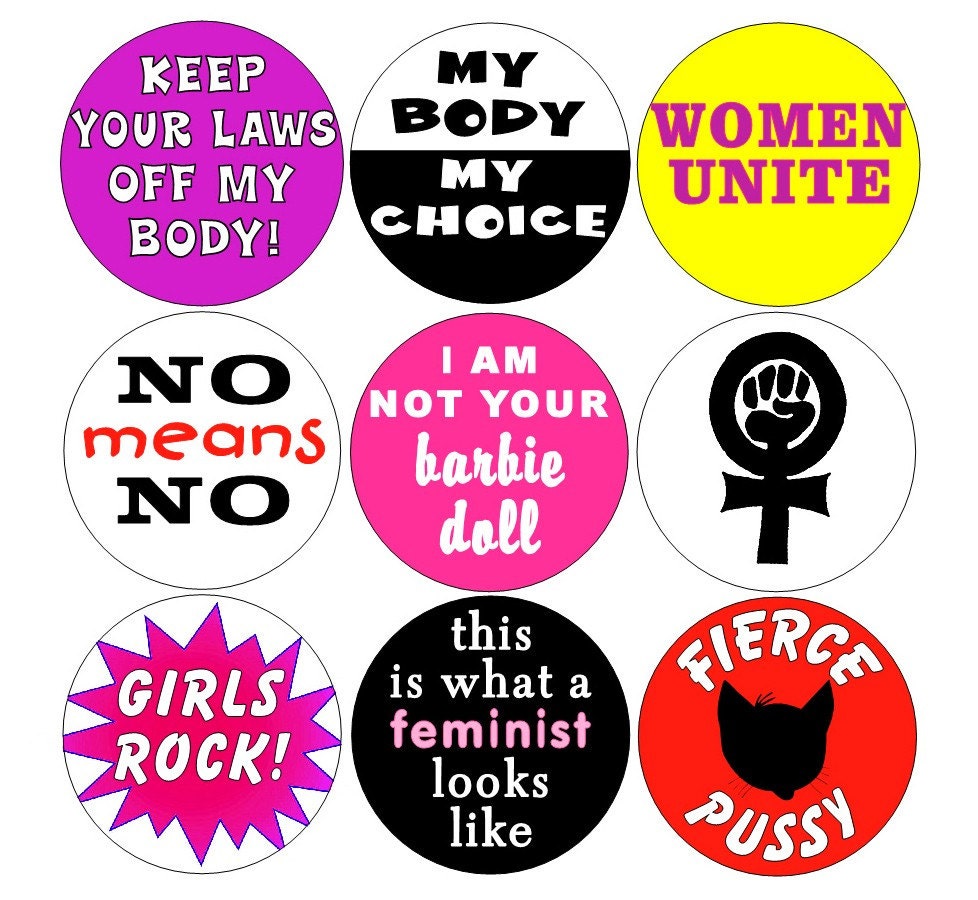 Feminist pinback button set