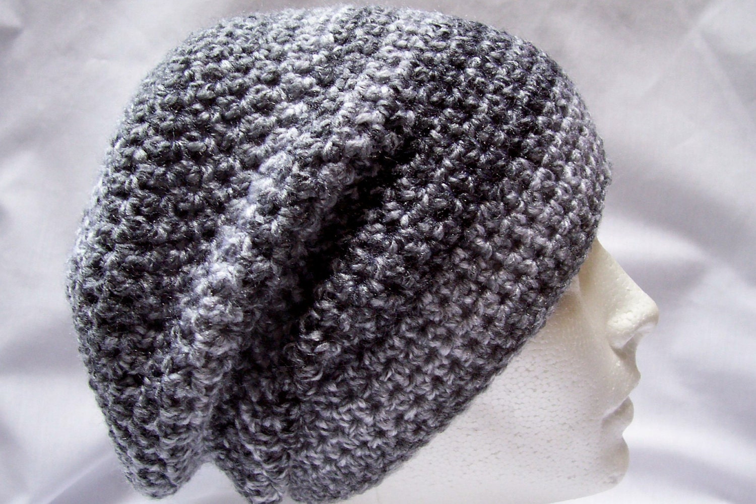 womens slouch hat ladies crochet slouch hat slouchie charcoal multi grays youth/adult 4953
