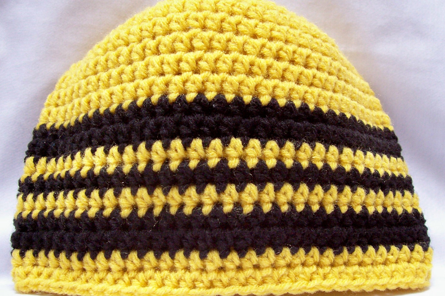 mens hat boys crochet hat beanie light mustard yellow 3 stripes youth/adult mens cap 4885