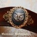 Leather Cuff - Owl cameo on brass filigree