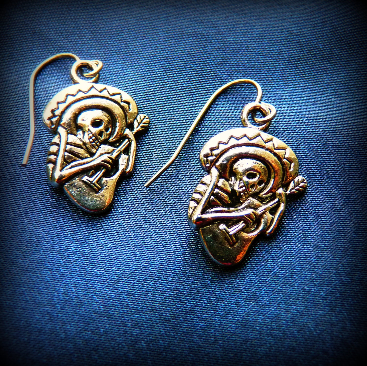 SALE Día de los Muertos Earrings Day of the Dead Guitar Player