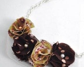 SALE -Autumn blossoms fabric flower necklace (Ready To Ship)