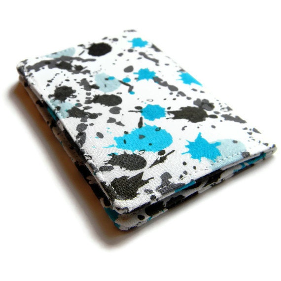 Card Wallet - Electric Splatter Gray White Blue - Girls night out, credit card, gift card holder