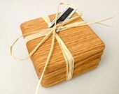 Handmade Wood Coaster Set made from Quarter Sawn Red Oak - Unique Continuous Wood Grain Pattern . Timber Green Woods