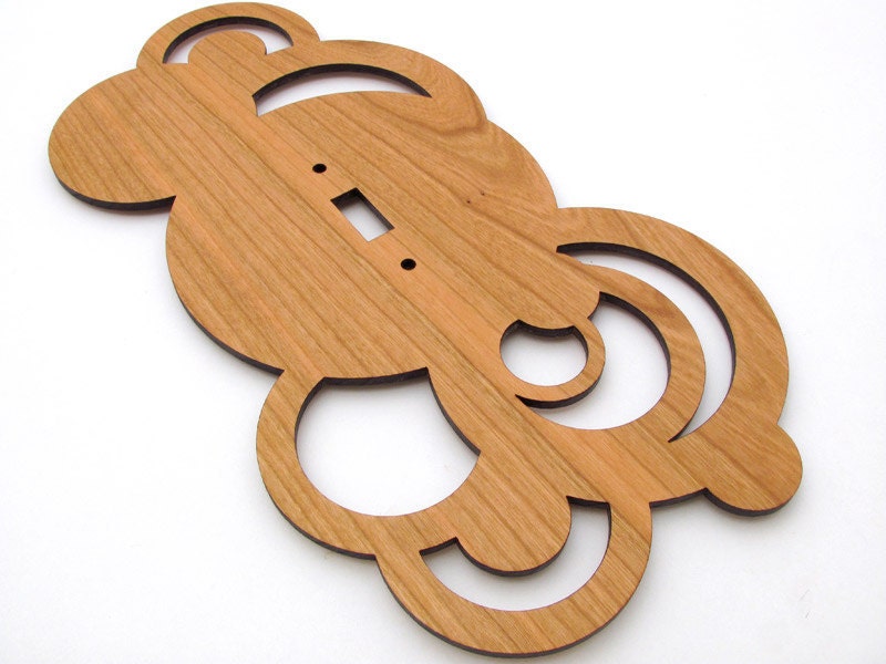 Modern Rustic Circles Wood Switch Plate Cover made from Sustainable Harvest Black Cherry Wood . Timber Green Woods