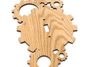 Steampunk Industrial Gear Themed Switch Plate Cover made from Sustainable Harvest Red Oak Wood . Timber Green Woods