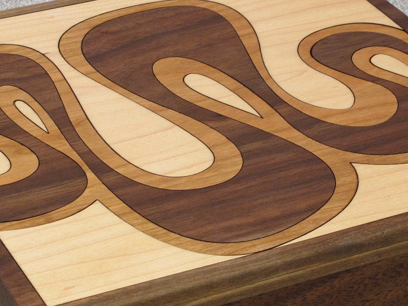 Wood Inlay Jewelry Box - River