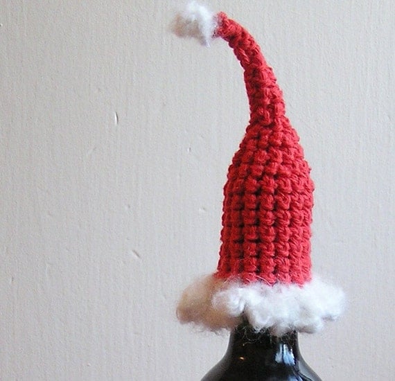 Items similar to Holiday Red Santa Hat Wine Bottle Topper Ships Free to US on Etsy