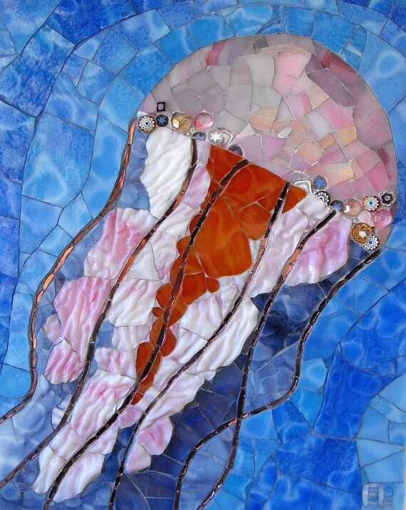 ETHEREAL Mosaic portrait of a jellyfish by krakenmosaics on Etsy