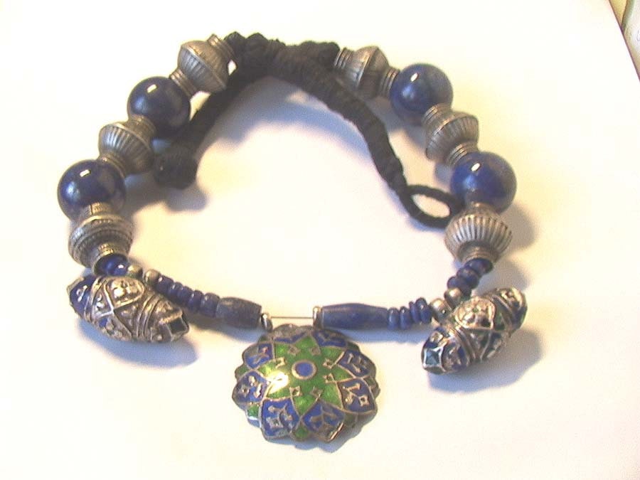 Vintage Multan Pakistan enamelled bead necklace