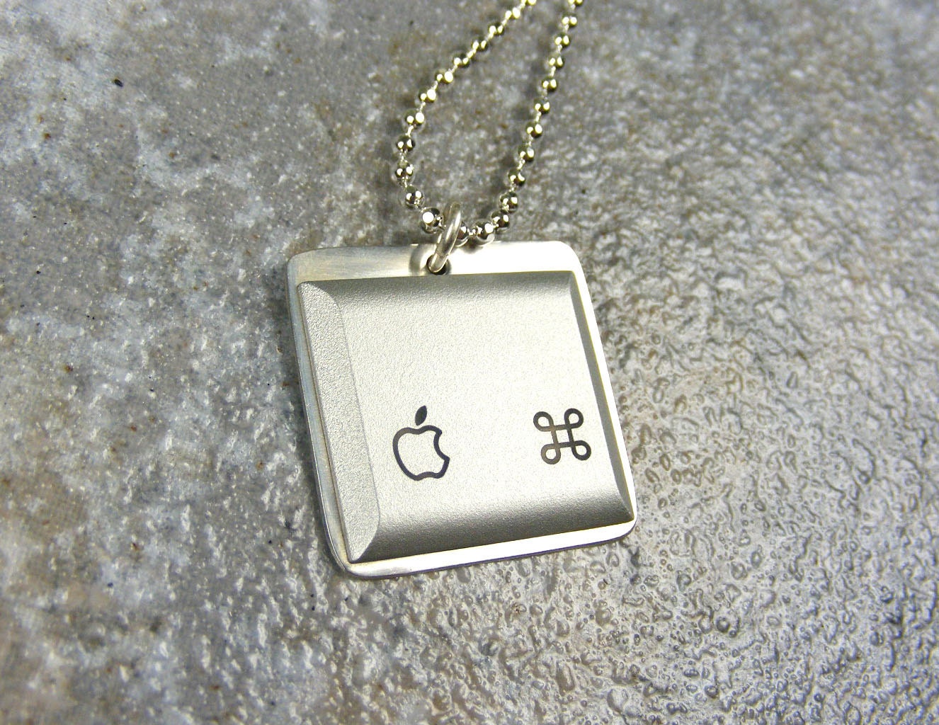 Apple iNecklace - Sterling Silver Recycled Computer keyboard Jewelry, Mac - sterling silver chain, wedding, birthday, anniversary, gift