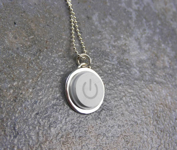 Power Up - Sterling Silver Handmade Recycled MAC Power Button Necklace