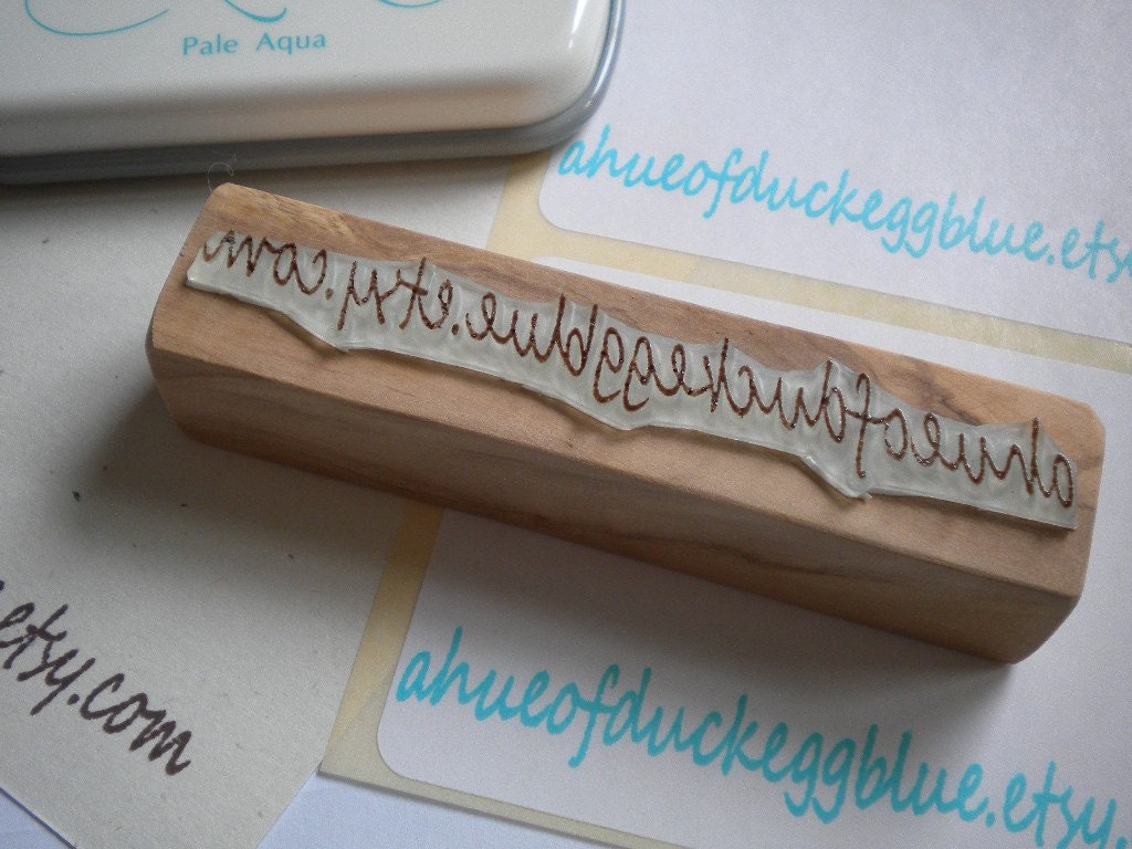 Long Olive Wood Business Stamp -Your Web Address