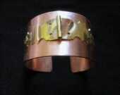 Steampunk, Riveted Unique Hinge Cuff Bracelet in Copper with Brass Rivets