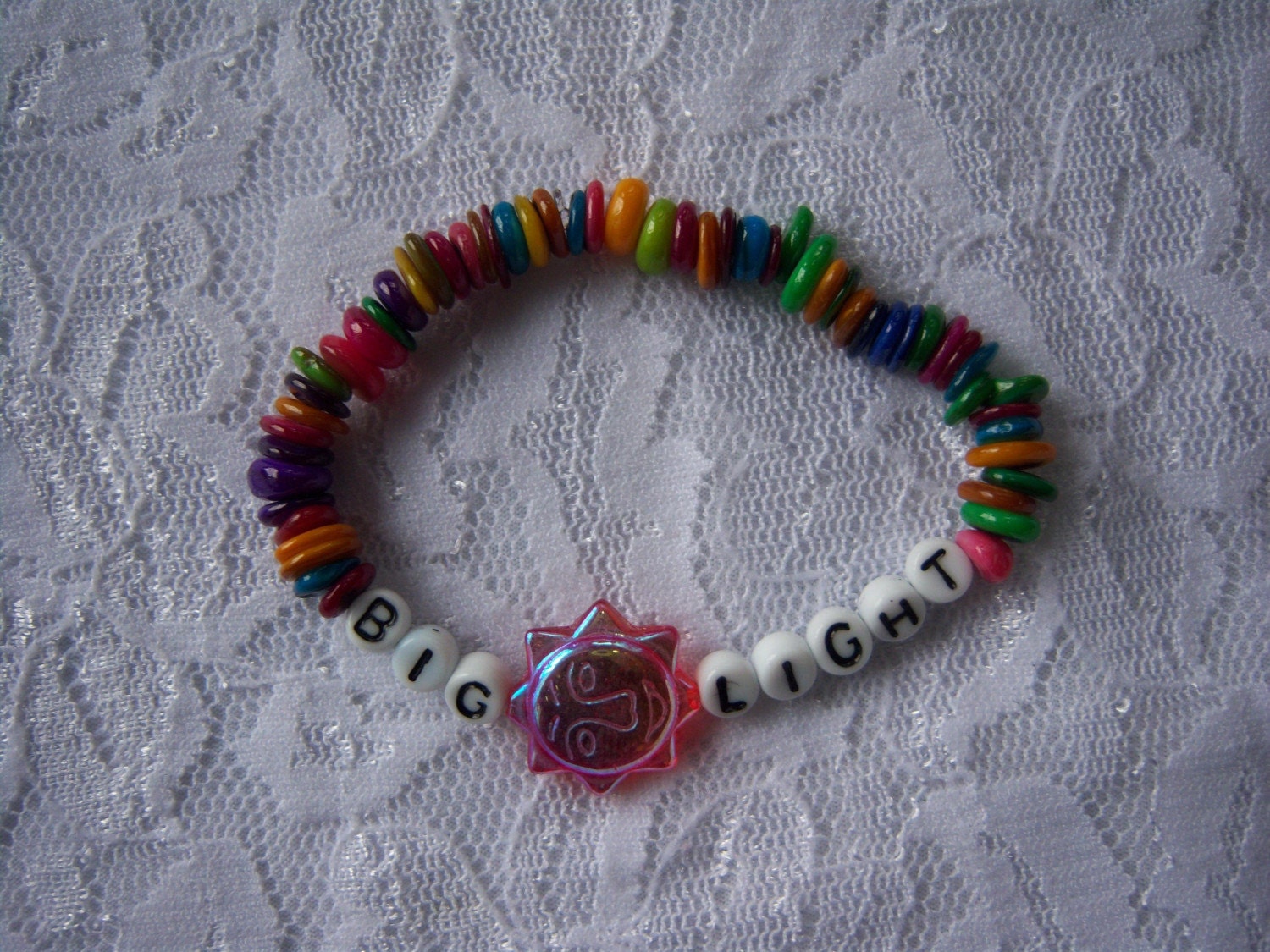 BIG LIGHT Inspirational Bracelet - Believing In God Living In Grace Hope, Truth. This bracelet makes an excellent Easter Basket stuffer