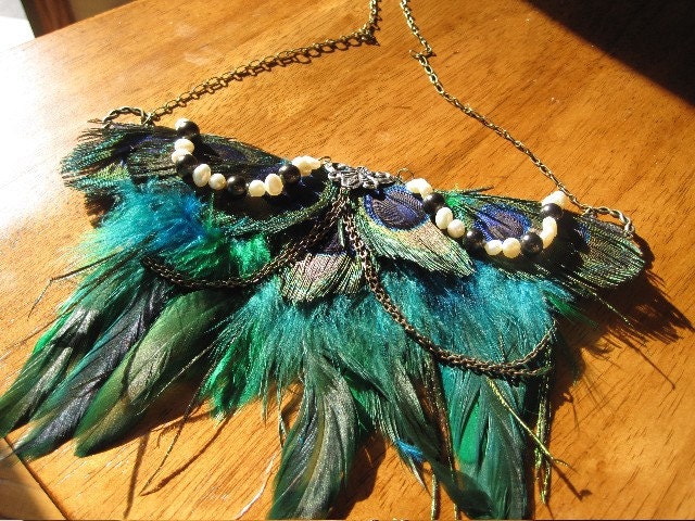 CLEOPATRA'S MUSE Necklace  / Peacock Feather Necklace