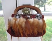 Native Fire Purse/ Native American sued and feather/ OOAK/ from the Midnight at 7 Avante Garde fashion show