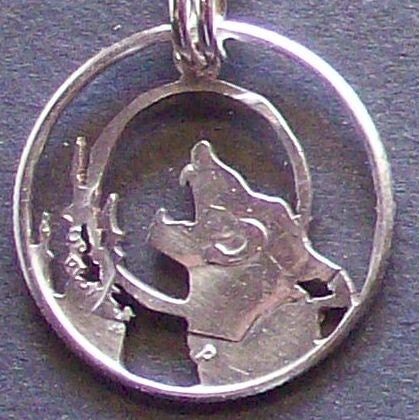 Wolf Dime Hand Cut Coin Jewelry