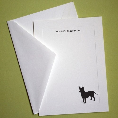 Chihuahua Personalized Stationery - Set of 10 flat paneled cards