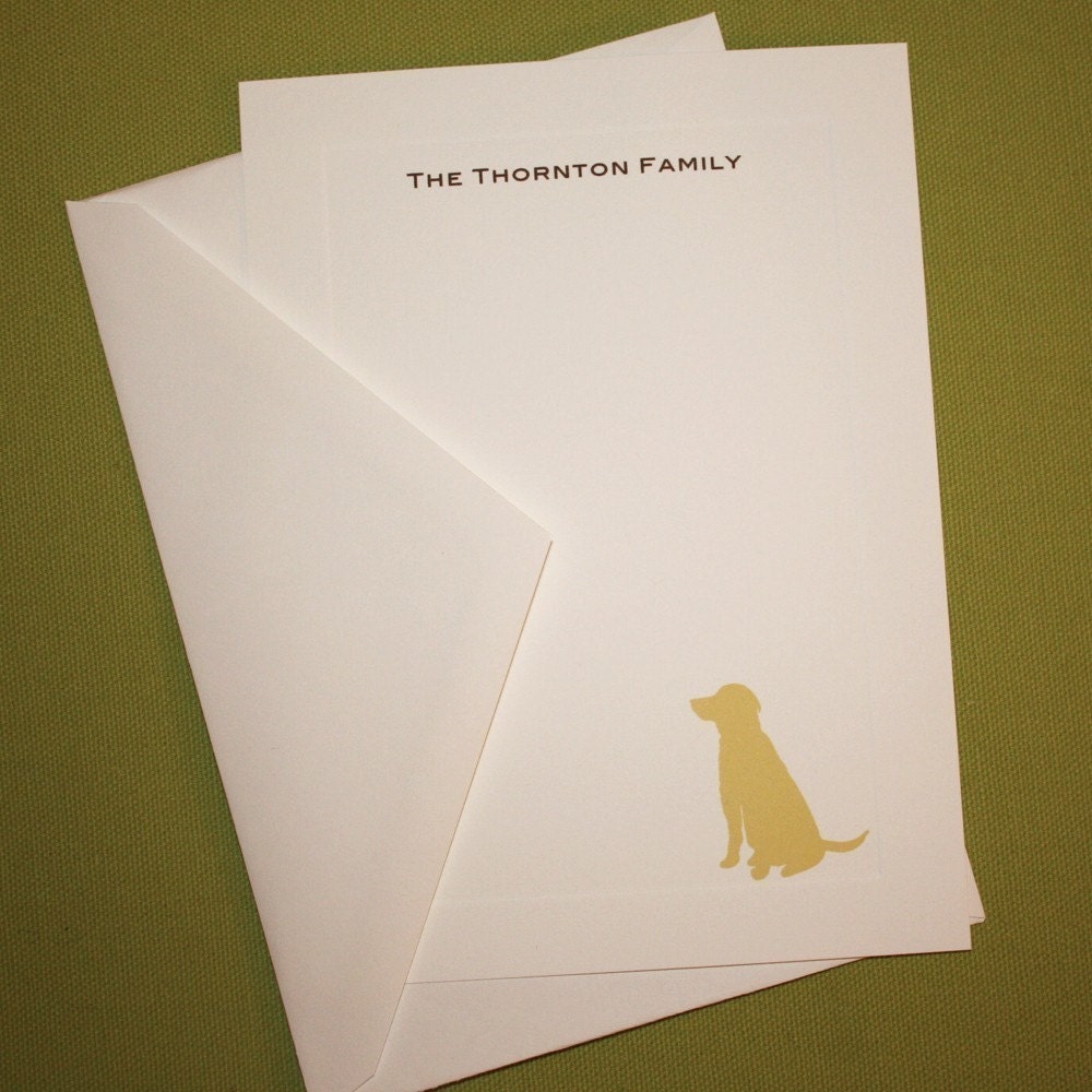 Yellow Lab Personalized Stationery - Set of 10 flat paneled cards