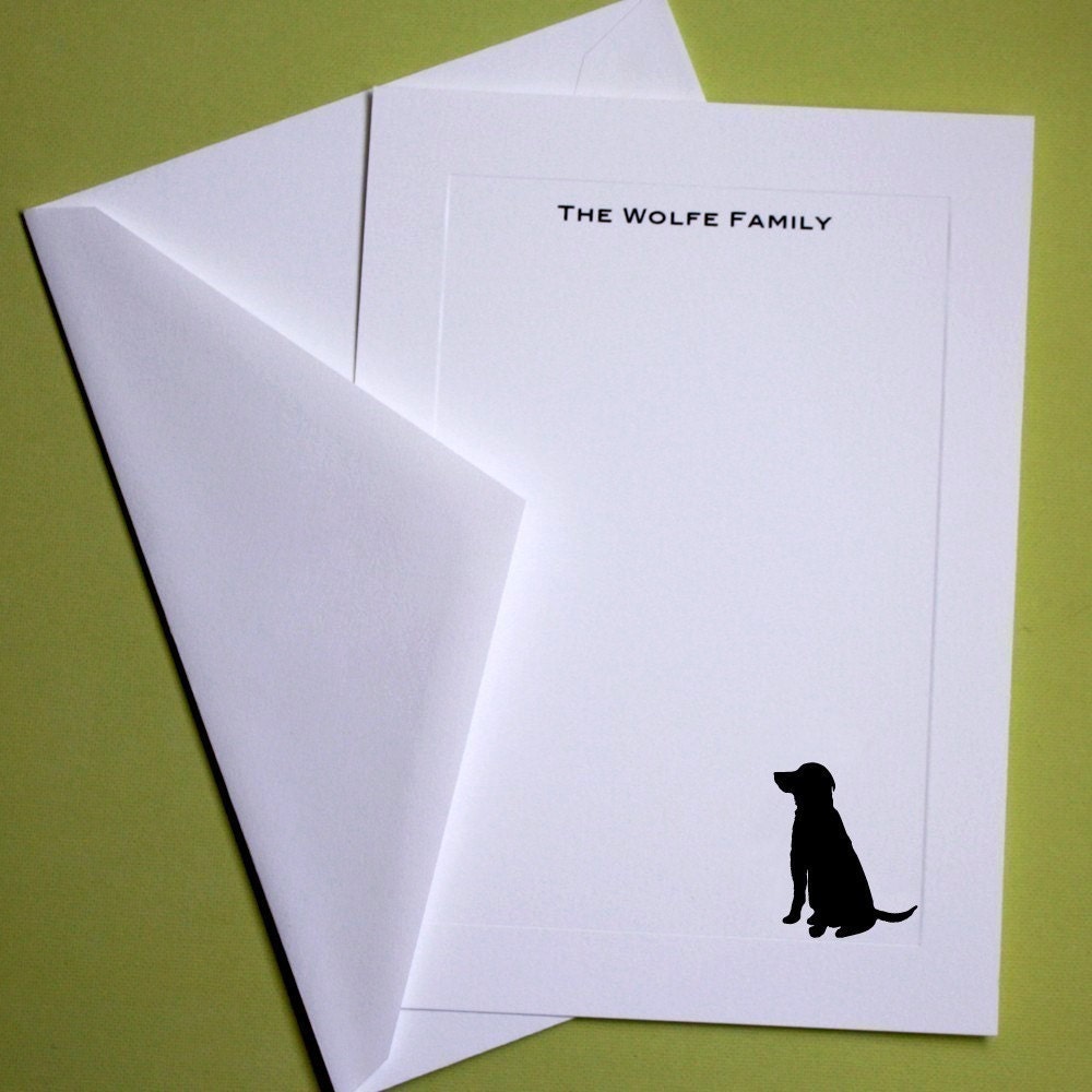 Black Lab Personalized Stationery - Set of 10 flat paneled cards
