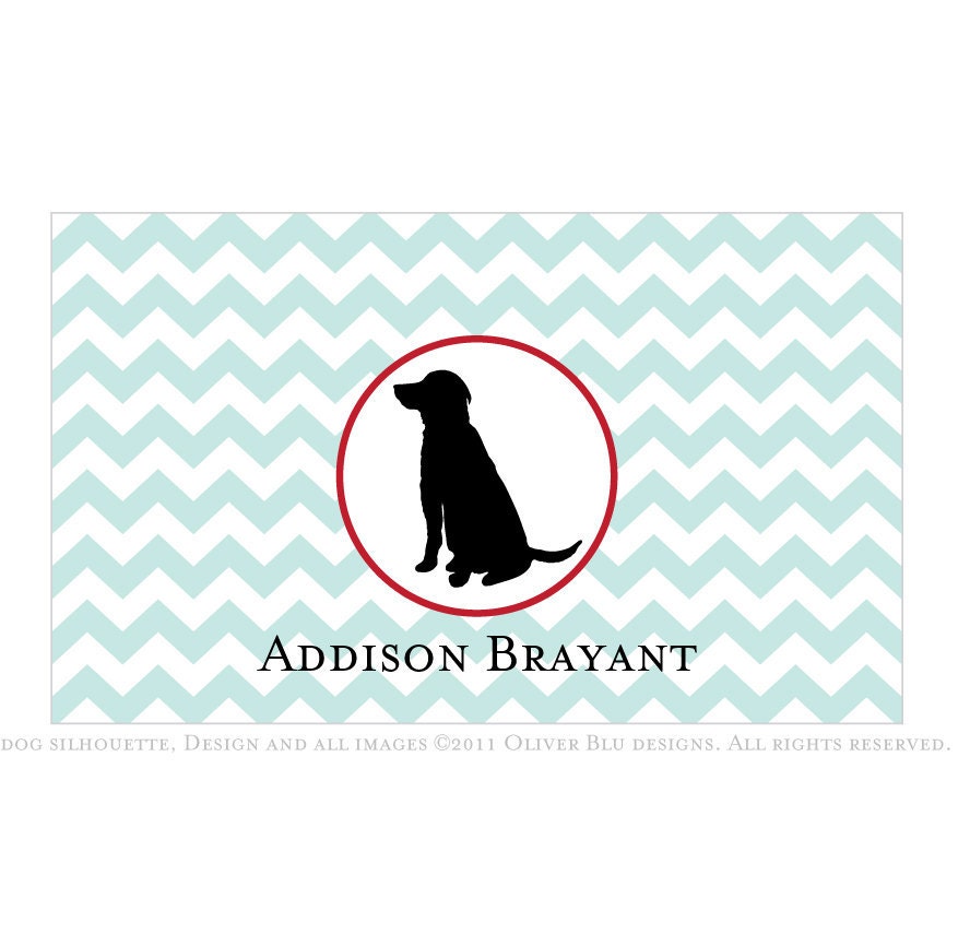 Black lab personalized stationery - Chevron pattern, six color options
