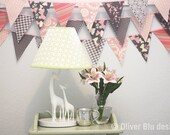 Mini pennant fabric banner - bunting in pale pink and gray prints - room decor or photo prop
