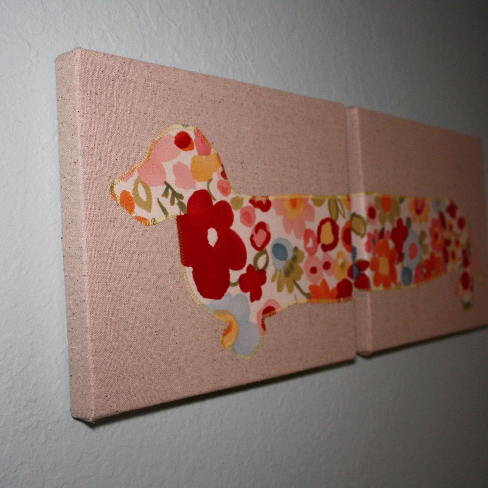Dachshund wall hanging - Two 8x10 panels