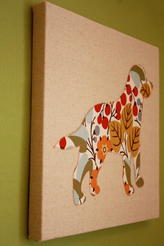 Labrador Retriever appliqued wall panel - 10 x 10 inches