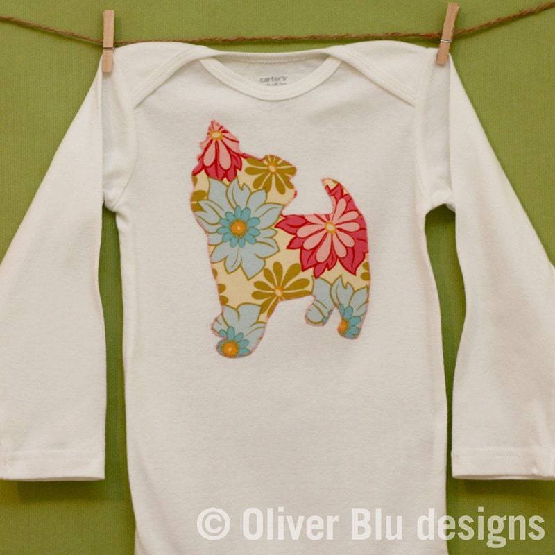 SAMPLE SALE - Yorkie one-piece bodysuit in size 24 months, long sleeves