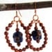 Blue and Brown Beaded Dangle Earrings Long Loop Sparkly Jewelry